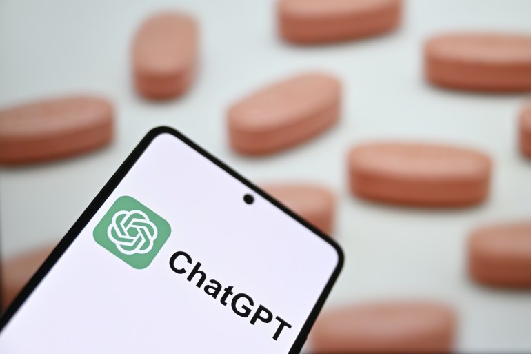 ANKARA, TURKIYE - SEPTEMBER 05: In this photo illustration, ChatGPT logo is being displayed on a mobile phone screen in front of a computer screen displaying pharmaceutical oral tablets, in Ankara, Turkiye on September 5, 2023. (Photo by Harun Ozalp/Anadolu Agency via Getty Images)