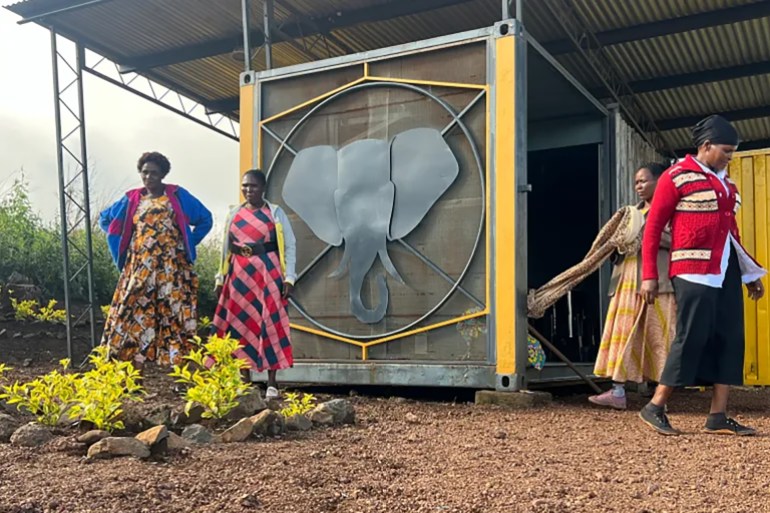 Women of the Nari collective gather at their hub in Upper Kitete, Arusha region, Tanzania [Shola Lawal/Al Jazeera]