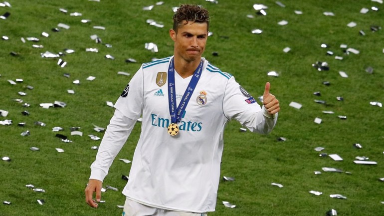 Soccer Football - Champions League Final - Real Madrid v Liverpool - NSC Olympic Stadium, Kiev, Ukraine - May 26, 2018 Real Madrid's Cristiano Ronaldo celebrates after winning the Champions League REUTERS/Phil Noble TPX IMAGES OF THE DAY