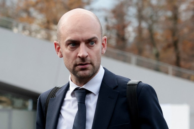 French Foreign Minister Jean-Noel Barrot looks on as he leaves on the second day of the G7 foreign ministers' meeting in Fiuggi, Italy, November 26, 2024. REUTERS/Remo Casilli