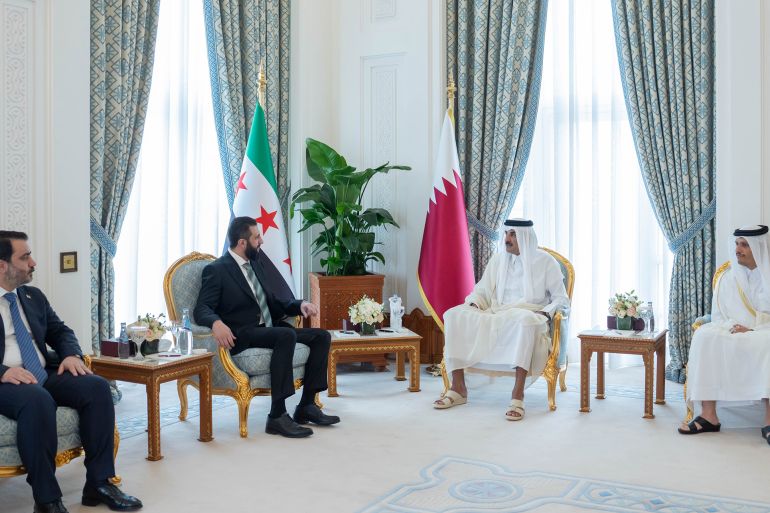 سمو الأمير المفدى الشيخ تميم بن حمد ال ثاني يلتقي بالرئيس السوري <a class=