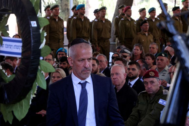FILE PHOTO: Israeli Security Agency director Ronen Bar attends a memorial ceremony of the Hamas attack on October 7 last year that sparked the ongoing war in Gaza, at the Mount Herzl military cemetery in Jerusalem on October 27, 2024. GIL COHEN-MAGEN/Pool via REUTERS/File Photo