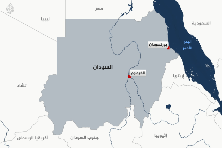 خريطة السودان - الخرطوم - بورتسودان