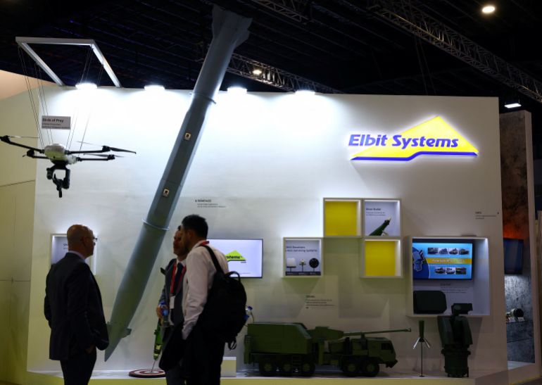 A view of the Elbit Systems booth at the Singapore Airshow at Changi Exhibition Centre in Singapore February 20, 2024. REUTERS/Edgar Su