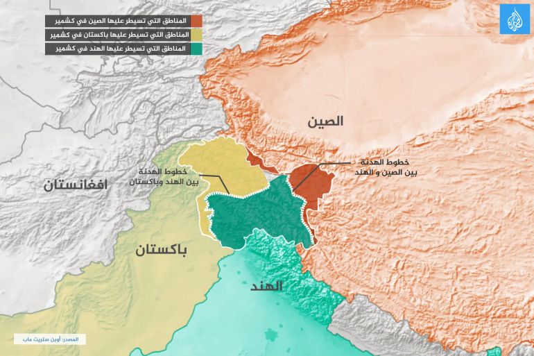 خارطة كشمير- الصين - الهند