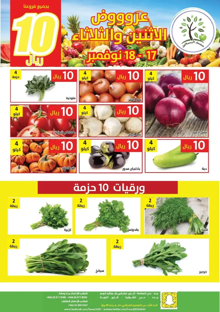 عروض مؤسسة حصاد البساتين الطازج الاثنين 17-11-2025 لمدة يومان