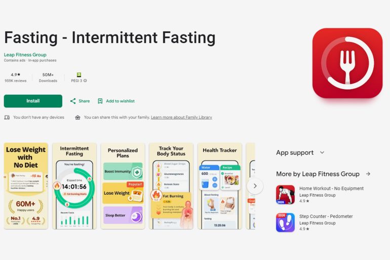 **داخلية** تطبيق Zero & BodyFast @جوجل بلاي